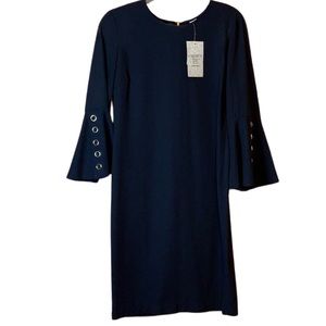 MIDNIGHT BLUE ‘CARMEN MARC VALVO’ DRESS w/ BELL SLEEVES!!